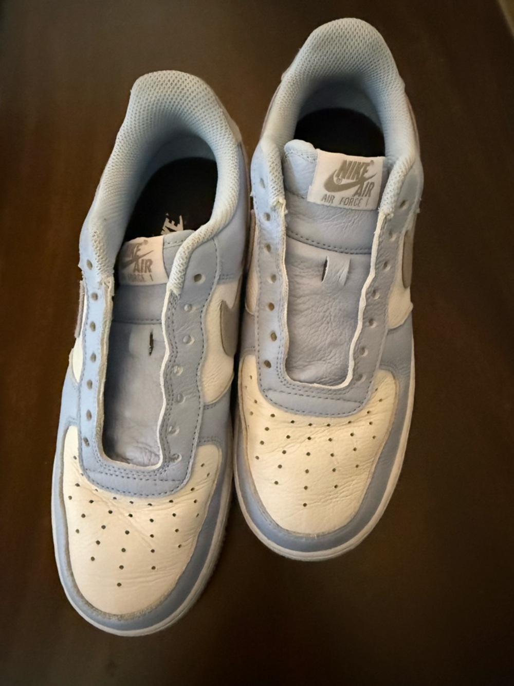 Nike Air Force 1 Low-Top Sneakers in Light Blue & White womens 8.5 - Picture 6 of 6